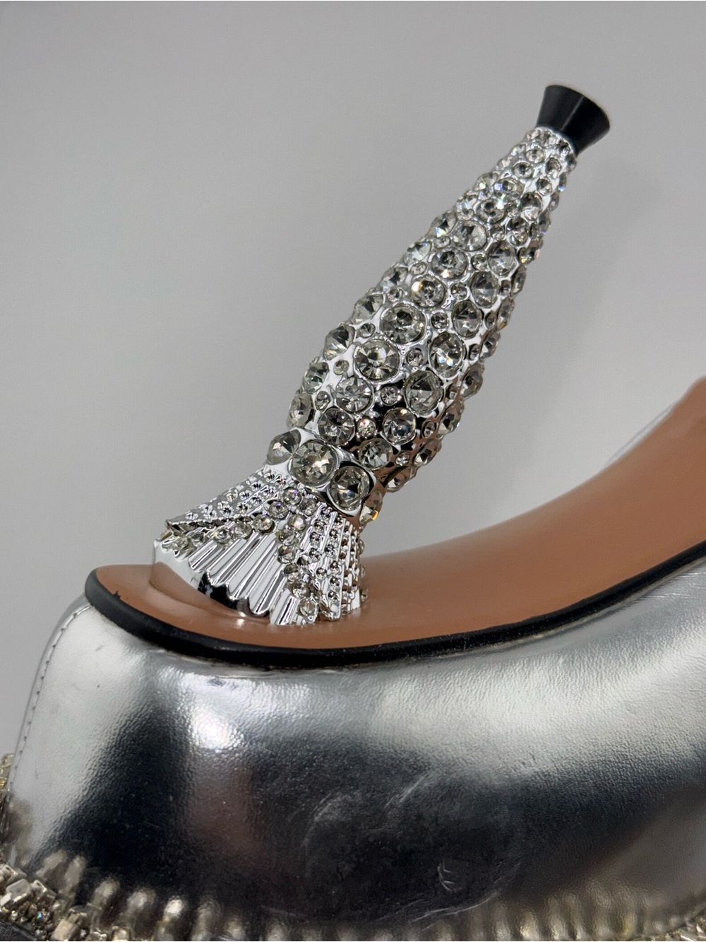 AZALEA WANG Silver Embellished Pointed-Toe Ankle Boots - Picture 8 of 11